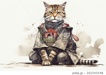 風格のある侍猫：AI作品のイラスト素材 [102543546] - PIXTA