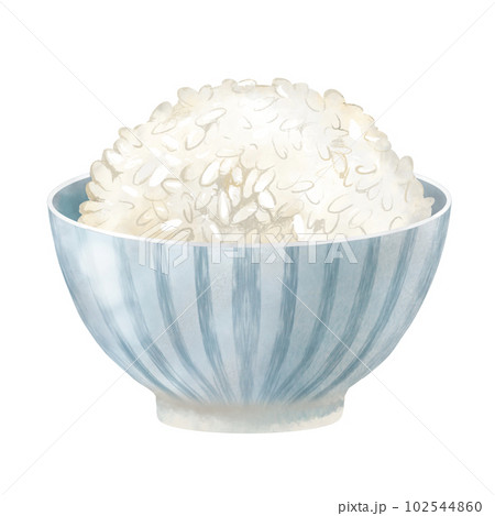 ほかほか茶碗に入った白米 102544860