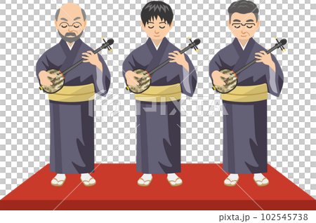 一個男人站著玩三線(九台)的形象插圖 一個男人站著玩三線(九台)的形象插圖 102545738