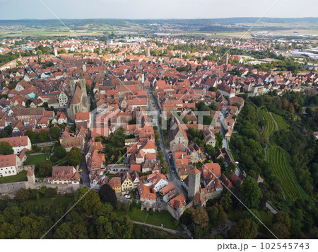 Rothenburg ob der Tauber aerial panoramic view. region of Bavaria, Germany. Rothenburg ob der Tauber aerial panoramic view. region of Bavaria, Germany. 102545743