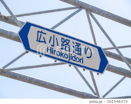 道路標識(案内標識)「道路の通称名」。愛知県名古屋市内「広小路通り」。 道路標識(案内標識)「道路の通称名」。愛知県名古屋市内「広小路通り」。 102546373