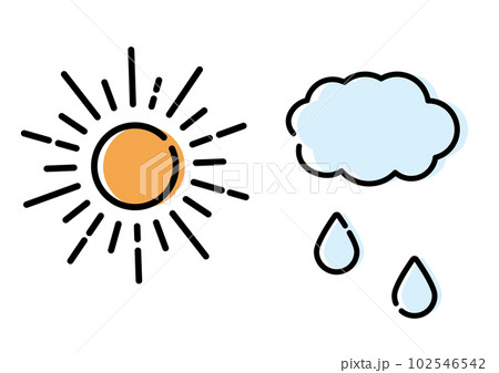 版ズレ風の太陽と雲と雨のイラスト素材 [102546542] - PIXTA