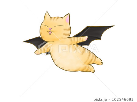 コウモリの羽をつけた猫のイラスト素材 [102546693] - PIXTA