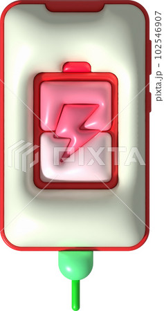 llustration 3d mobile phone showing charging status and level minimalist style icon 102546907