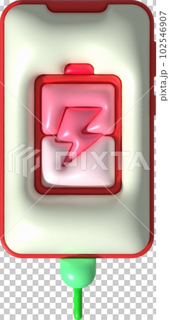 llustration 3d mobile phone showing charging status and level minimalist style icon 102546907