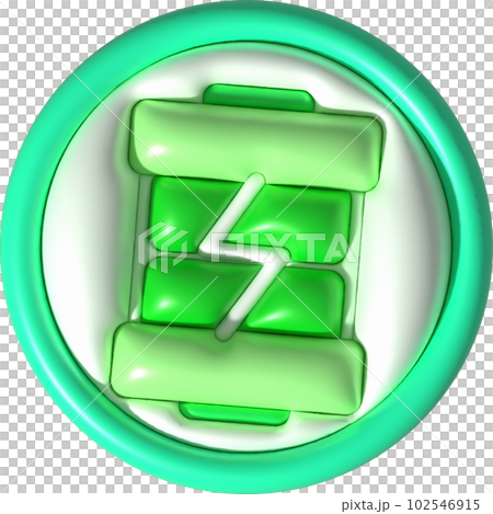 illustration 3D. Battery icon with charge level indicator. minimalist cartoon style 102546915