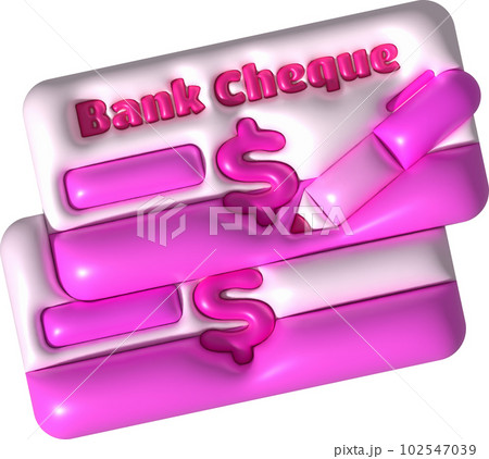 illustration 3d. Bank check pen writing icon. 102547039