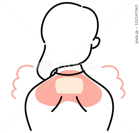 首の下にカイロを貼って温活する女性 首の下にカイロを貼って温活する女性 102547065