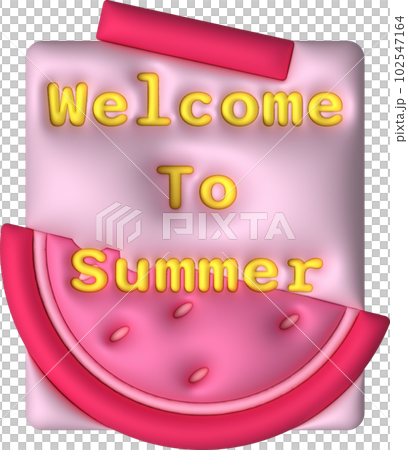 illustration 3d, watermelon icon and text hello summer for design illustration 3d, watermelon icon and text hello summer for design 102547164