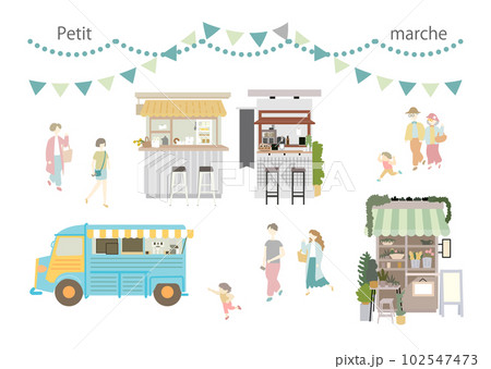 イベント系素材：food truck_march_キッチンカーとマルシェ 102547473