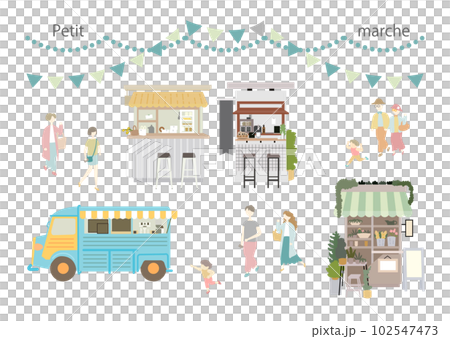 イベント系素材：food truck_march_キッチンカーとマルシェ 102547473