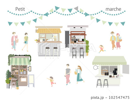 イベント系素材：Petite_marché_マルシェ_楽しむ人々 102547475