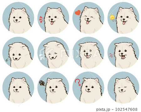 ポメラニアンの表情アイコンセット（白） 102547608