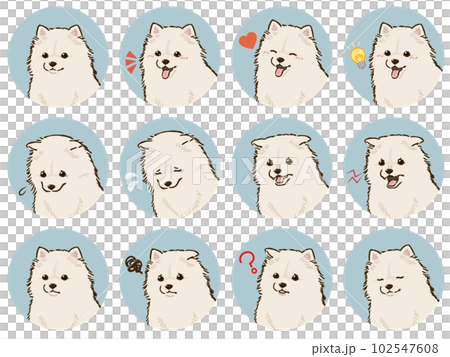ポメラニアンの表情アイコンセット（白） 102547608