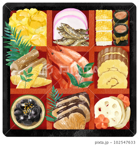 年賀状素材　お節のイラスト 102547633