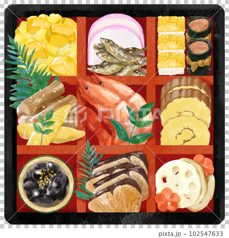 年賀状素材　お節のイラスト 102547633