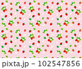 イチゴイラストの背景ピンク_シームレスパターン 102547856