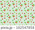 イチゴイラストの背景グリーン_シームレスパターン 102547858