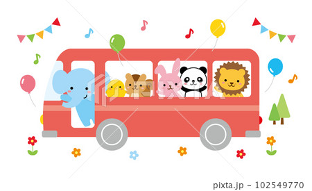 幼稚園などのかわいい動物バス 102549770