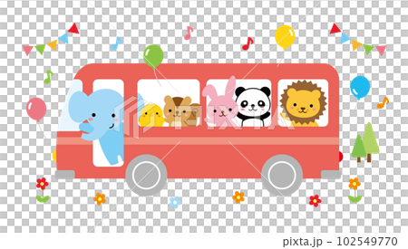 幼稚園などのかわいい動物バス 102549770