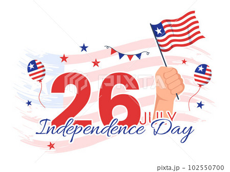 Happy Liberia Independence Day Vector Illustration with Waving flag in National Holiday on July 26 Flat Cartoon Hand Drawn Landing Page Templates 102550700