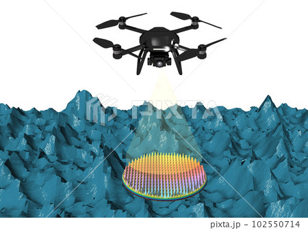 ドローンと山林、3D測量、三次元測量データなどの3DCGイメージ。 102550714