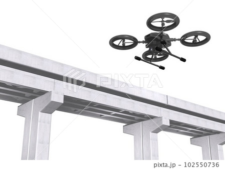 ドローンと橋脚、インフラ点検(3DCGイメージ) ドローンと橋脚、インフラ点検(3DCGイメージ) 102550736