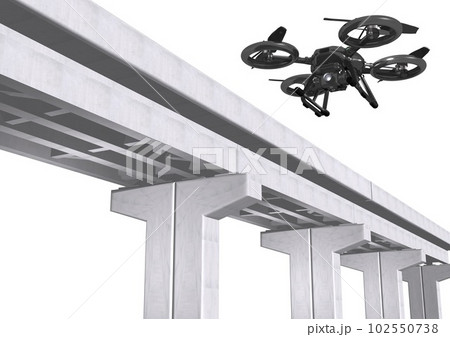 ドローンと橋脚、インフラ点検(3DCGイメージ) ドローンと橋脚、インフラ点検(3DCGイメージ) 102550738