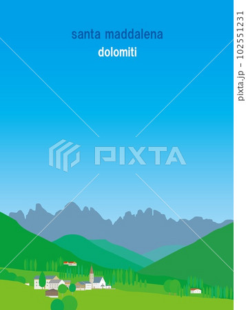 サンタ・マッダレーナ　santa　maddalena　ドロミーティ　dolomiti　春 102551231
