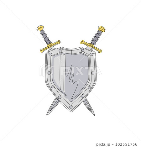 Single one line drawing two crossed swords icon, metal sword, European  straight swords, realistic sword isolated. European straight swords.  Daggers, knifes. Continuous line draw design graphic vector 23860540 Vector  Art at Vecteezy