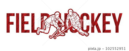 Field Hockey Font Text Design with Sport Player Cartoon Graphic Vector Field Hockey Font Text Design with Sport Player Cartoon Graphic Vector 102552951