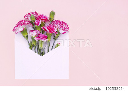 Carnation Bouquet and Card Mock-up 102552964