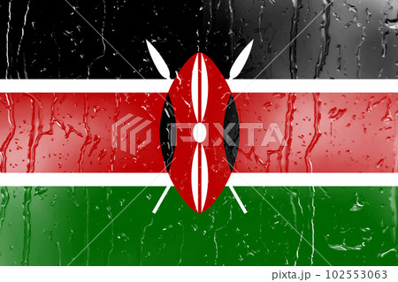 3D Flag of Kenya on a glass 102553063