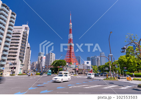 《東京都》東京タワーのある街並み・初夏の東京都市風景 《東京都》東京タワーのある街並み・初夏の東京都市風景 102553503