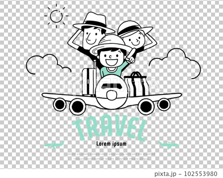 ベクターイラスト素材：飛行機で旅行する家族セット 102553980