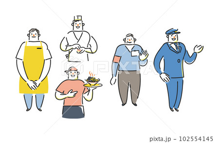 観光地で活躍する男性スタッフ　セット　イラスト素材 102554145