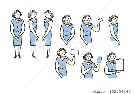 スーツを着た女性スタッフ セット イラスト素材 スーツを着た女性スタッフ セット イラスト素材 102554147