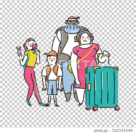 大きな荷物を持った外国人旅行客　インバウンド　イラスト素材 102554149