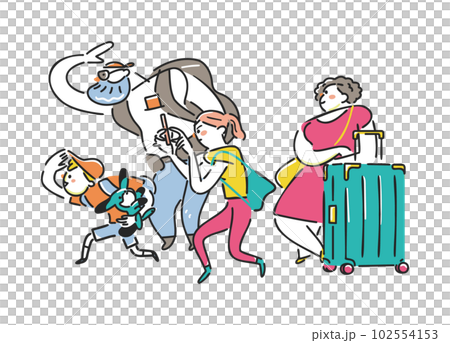 興味津々で観光地を見る外国人旅行客　インバウンド　イラスト素材 102554153