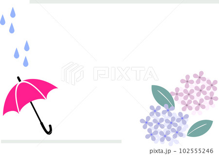 シンプルかわいい紫陽花と傘の背景イラスト シンプルかわいい紫陽花と傘の背景イラスト 102555246