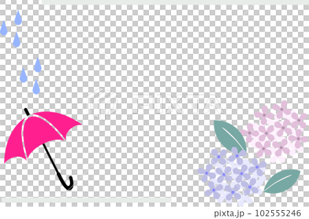 シンプルかわいい紫陽花と傘の背景イラスト シンプルかわいい紫陽花と傘の背景イラスト 102555246