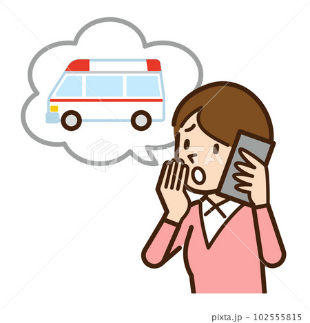 119番に通報する女性のイラスト 119番に通報する女性のイラスト 102555815