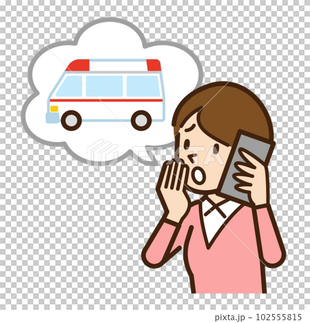119番に通報する女性のイラスト 119番に通報する女性のイラスト 102555815