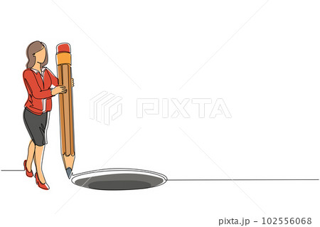 Single one line drawing businesswoman making - Stock Illustration  [102556068] - PIXTA