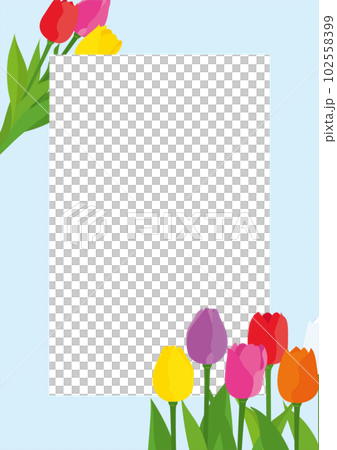 Colorful tulip design frame background material 102558399