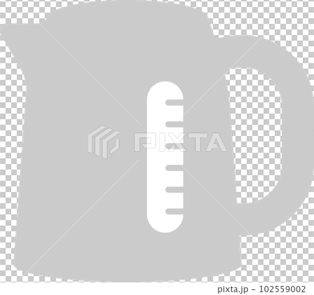 電気ケトルのシンプルなモノクロイラスト 102559002