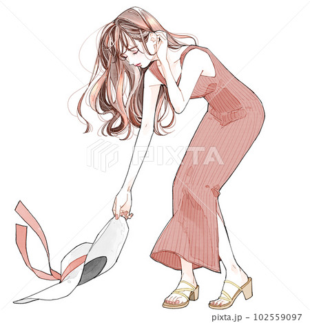 ニットワンピの女性 ニットワンピの女性 102559097