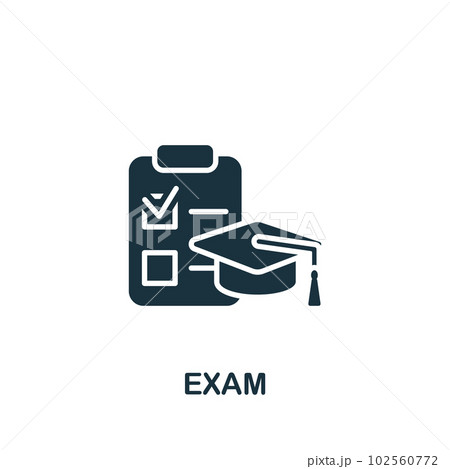 Exam icon. Monochrome simple sign from challenges collection. Exam icon for logo, templates, web design and infographics. Exam icon. Monochrome simple sign from challenges collection. Exam icon for logo, templates, web design and infographics. 102560772
