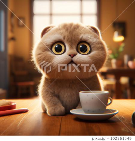 ポカーンとした猫:AI生成 ポカーンとした猫:AI生成 102561349