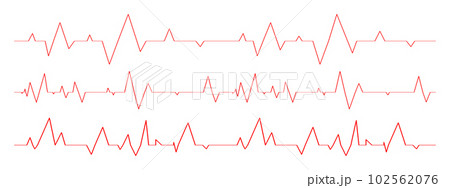 Set of heartbeat diagrams. ECG charts isolated on white background. Cardiac rhythm red lines. Cardio test signs. Cardiology hospital symbols 102562076